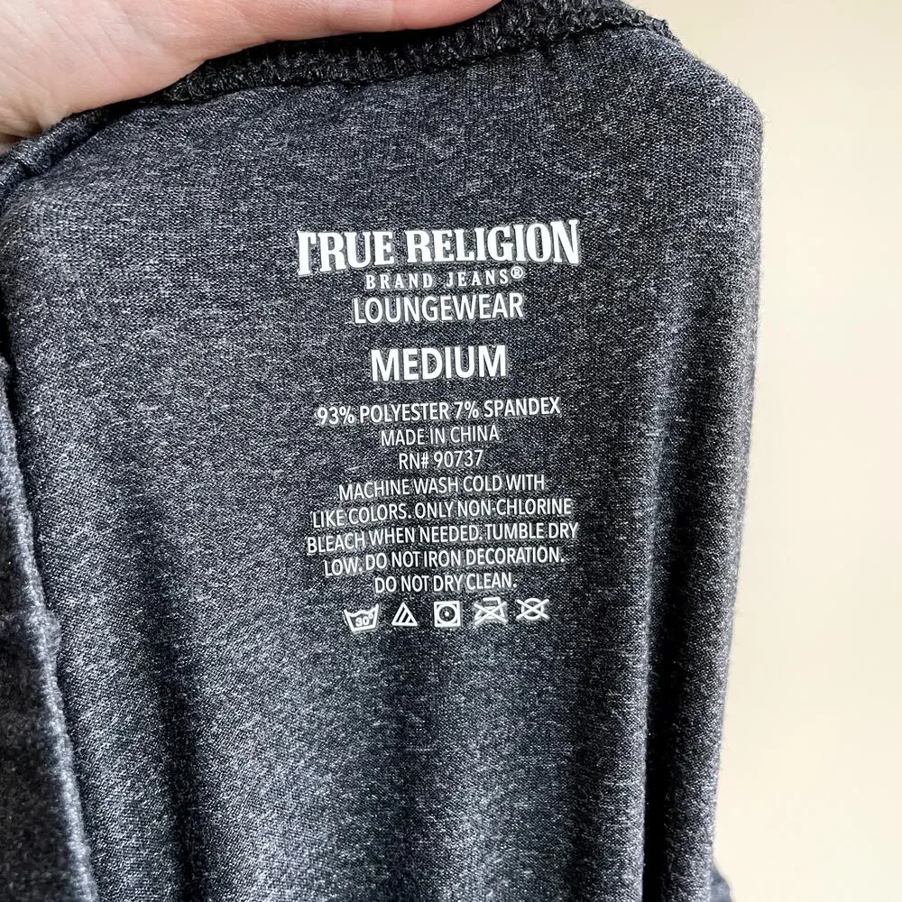 True‎ Religion buddha loungewear men's size medium gray sweatpants elastic waist